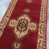 Hive Red Medallion Bordered Hallway Runner in 80 CM Wide