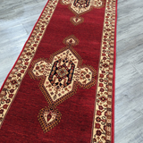 Hive Red Medallion Bordered Hallway Runner in 80 CM Wide