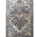 Hive Stone Blue Medallion Transitional Hallway Runner in 100 CM Wide