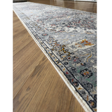 Hive Stone Blue Medallion Transitional Hallway Runner in 100 CM Wide
