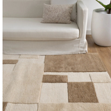 Isla Beige Brown Block Wool Rug