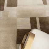 Isla Beige Brown Block Wool Rug
