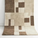Isla Beige Brown Block Wool Rug