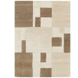 Isla Beige Brown Block Wool Rug