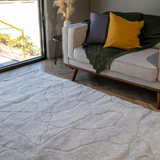 Jazz Beige Abstract Waves Shaggy Rug