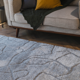 Jazz Light Grey Abstract Waves Shaggy Rug