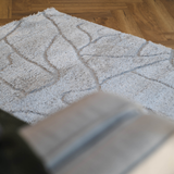 Jazz Light Grey Abstract Waves Shaggy Rug