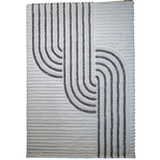 Jazz Cream Contemporary Contour Lines Shaggy Rug