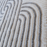 Jazz Cream Contemporary Contour Lines Shaggy Rug