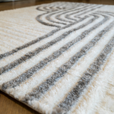 Jazz Cream Contemporary Contour Lines Shaggy Rug