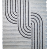 Jazz Cream Contemporary Contour Lines Shaggy Rug