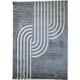 Jazz Dark Grey Contemporary Contour Lines Shaggy Rug