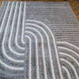 Jazz Dark Grey Contemporary Contour Lines Shaggy Rug