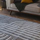 Jazz Dark Grey Contemporary Contour Lines Shaggy Rug