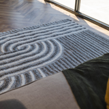 Jazz Dark Grey Contemporary Contour Lines Shaggy Rug