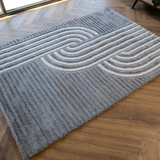 Jazz Dark Grey Contemporary Contour Lines Shaggy Rug