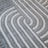 Jazz Dark Grey Contemporary Contour Lines Shaggy Rug