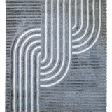 Jazz Dark Grey Contemporary Contour Lines Shaggy Rug