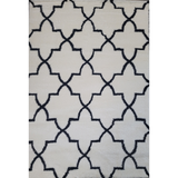 Jazz Cream Black Morrocan Lattice Shaggy Rug