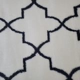 Jazz Cream Black Morrocan Lattice Shaggy Rug