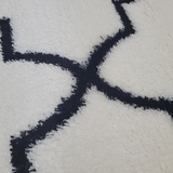 Jazz Cream Black Morrocan Lattice Shaggy Rug