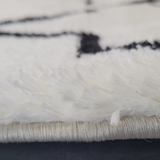 Jazz Cream Black Morrocan Lattice Shaggy Rug