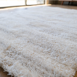 Jazz Cream Beige Textured Lines Modern Shaggy Rug