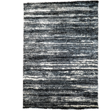 Jazz Black Textured Lines Modern Shaggy Rug