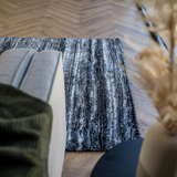 Jazz Black Textured Lines Modern Shaggy Rug