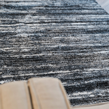 Jazz Black Textured Lines Modern Shaggy Rug