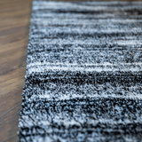 Jazz Black Textured Lines Modern Shaggy Rug