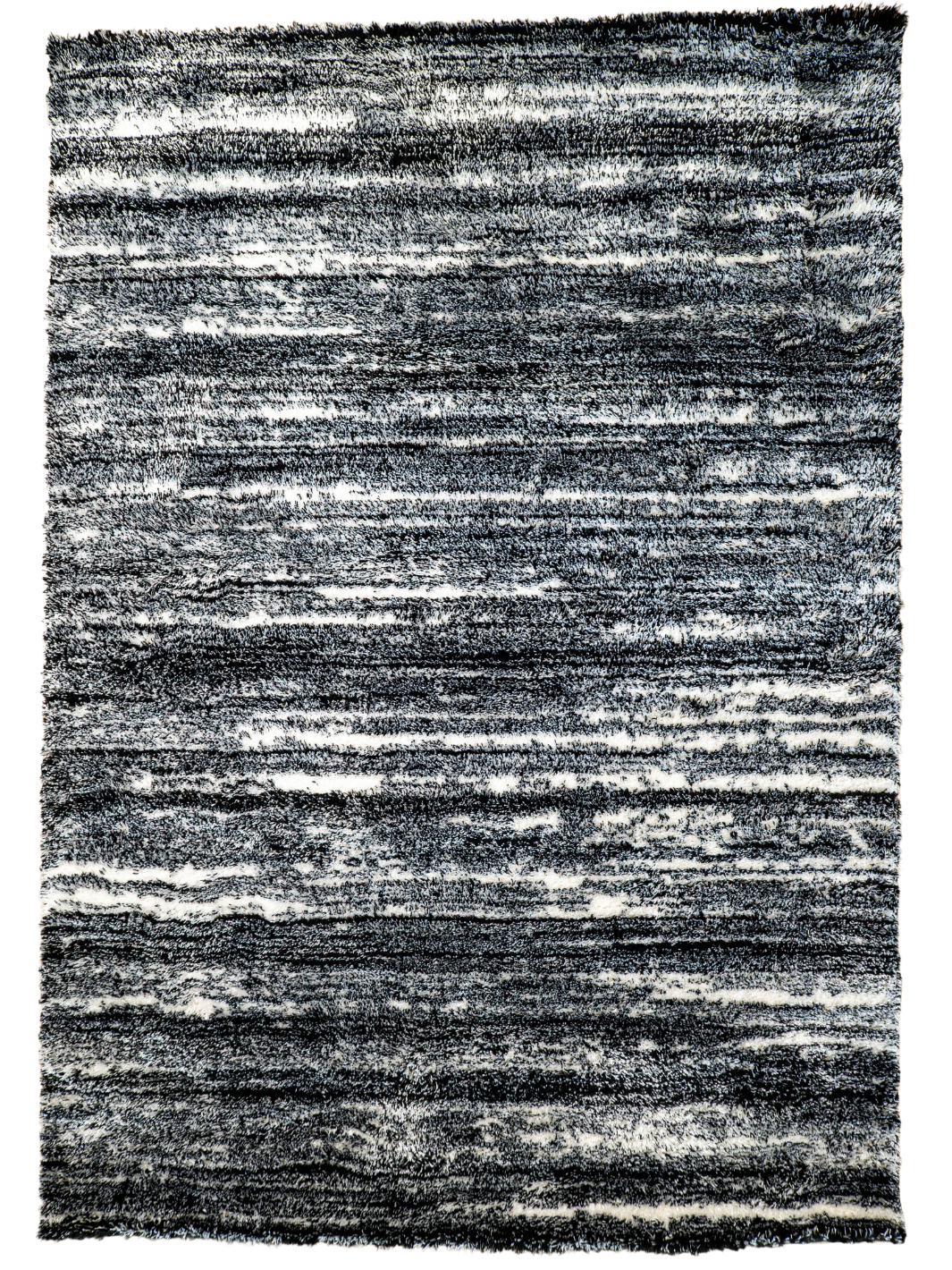 Jazz Black Textured Lines Modern Shaggy Rug