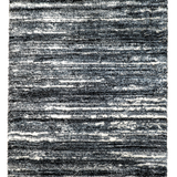 Jazz Black Textured Lines Modern Shaggy Rug