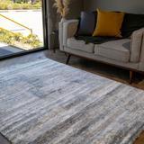 Jazz Cream Grey Textured Lines Modern Shaggy Rug