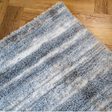 Jazz Cream Grey Textured Lines Modern Shaggy Rug