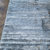 Jazz Cream Grey Textured Lines Modern Shaggy Rug