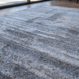 Jazz Cream Grey Textured Lines Modern Shaggy Rug