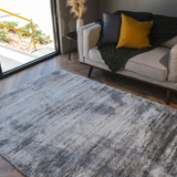 Jazz Dark Grey Textured Lines Modern Shaggy Rug