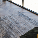Jazz Dark Grey Textured Lines Modern Shaggy Rug