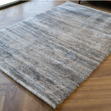 Jazz Dark Grey Textured Lines Modern Shaggy Rug