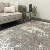 Kira Beige Grey Distressed Oriental Transitional Rug