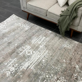 Kira Beige Grey Distressed Oriental Transitional Rug