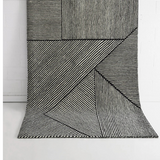 Isla Black and White Linear Grid Wool Rug