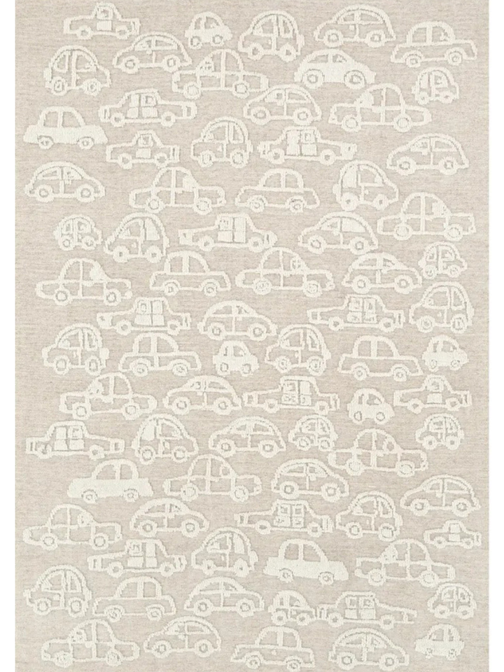 Isla Natural Car Pattern Wool Rug