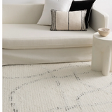 Isla Ivory Grey Abstract Swirl Loop Lines Wool Rug