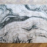 Larisa Cream Green Marble Flow Rug
