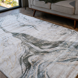 Larisa Cream Green Marble Flow Rug