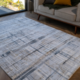 Larisa Charcoal Grey Modern Crosshatch Rug