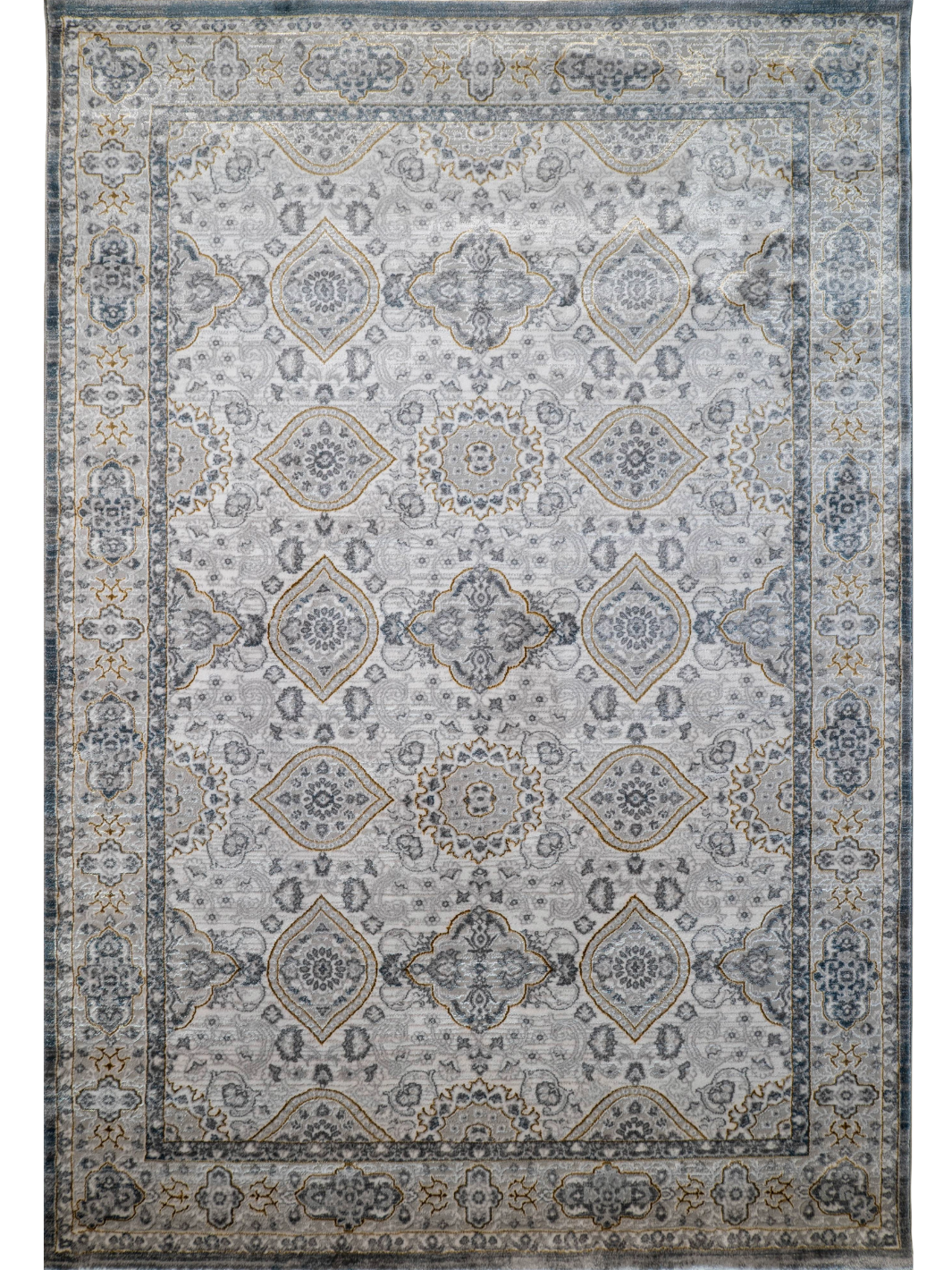 Larisa Grey Blue Tribal Transitional Rug