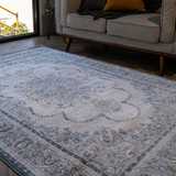 Larisa Grey Blue Medallion Border Rug
